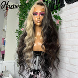 Ombre Body Wave Lace Front Wig Platinum Lace Front Human Hair Wigs For Women 613 Colored HD Lace Frontal Wig Loose Deep Wave Wig