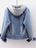 Women Fleece Warm Winter Women Jean Jacket Outerwear Hooded