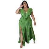 Summer Plus Size avail Dress lace Up Hollow Empire Robe