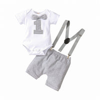 First Birthday Outfits Numbers 1 Necktie Baby Overalls bby