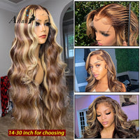 Body Wave 360 Full Lace Frontal Wig Ombre Highlight Honey Blonde Colored HD Lace Front Wig Human Hair Water Wave - Divine Diva Beauty