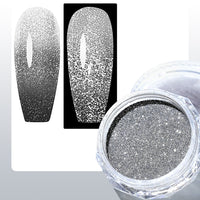 1Box Silver Reflective Nail Powder Color-Change Reflection Glitter Shinning Crystal Rhinestone Powder UV Gel Polish Chrome Dust