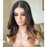 Ombre Loose Wave 100% Human Hair Wigs with Baby Hair Pre Plucked 180density Deep Part Lace Front Wigs Remy