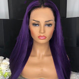 Purple Human Hair Wig Short Bob 13x4 Transparent Lace Front Human Hair Wig Colored Short Bob Brazilian Remy Hair 180%