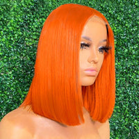 *****SALE****Orange Ginger Straight Bob Wig 13x6x1 Transparent Lace Wig Ginger Lace Front Human Hair Wig Highlight Wig Human Hair