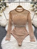 Beading Sequins Mesh Bodysuit