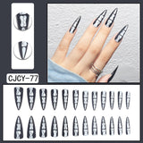 Extra Long Pointed French Wearable Armor White Rose Diamond Slim False Nails Tips Fake Nails Press On Nails Manicure