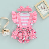 Infant Girl 2Pcs Outfit Pleated Fly Sleeves Cartoon Print bby