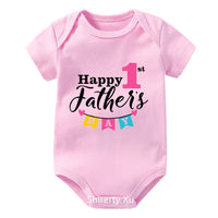 Happy 1st Father Day Daddy Print Newborn Baby onesie bby