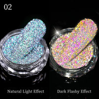 Reflective Glitter Nail Powder Green Red Holographic Nail Art Dust Shinning Chrome Pigment DIY Manicures Decoration