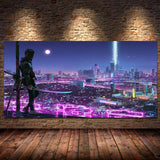 Cyberpunk Roadster Wall Art Game Canvas Painting Suitable for Gamers Room Boy Bedroom Decor Wall Art Pictures Posters and Prints