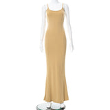 Satin Slip Sleeveless Backless Maxi Dress - Divine Diva Beauty