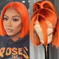 Ginger Short Bob Lace Front Wigs 100% Human Hair Wigs Bob Lace Wigs Blonde Orange Straight Brazilian Hair Closure Wig ****SALE***