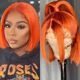 Ginger Short Bob Lace Front Wigs 100% Human Hair Wigs Bob Lace Wigs Blonde Orange Straight Brazilian Hair Closure Wig ****SALE***