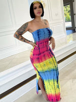 Tie Dye Tube Bodycon Maxi Dress