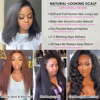 Transparent Kinky Straight Lace Front Wig Yaki Brazilian 13x6 360 Lace Frontal Wigs Human Hair For Women Prepluck With Baby Hair