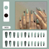 24Pcs/Box White French Fake Nails Press on Long XL Length Rhinestone Design False Nails Full Cover Acrylic Nail Tips - Divine Diva Beauty