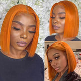 *****SALE****Orange Ginger Straight Bob Wig 13x6x1 Transparent Lace Wig Ginger Lace Front Human Hair Wig Highlight Wig Human Hair