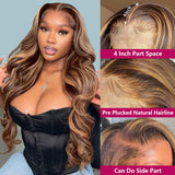 4x4 13x4 Highlight Wig Human Hair Wigs Body Wave HD Lace Frontal Wig Pre Plucked Honey Blonde Colored Human Hair Wigs