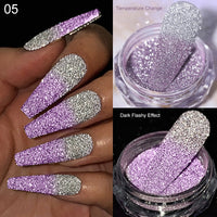 1Box Silver Reflective Nail Powder Color-Change Reflection Glitter Shinning Crystal Rhinestone Powder UV Gel Polish Chrome Dust