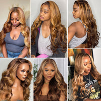 40 Inch 13x4 Highlight Human Hair Lace Frontal Wig Brazilian 30 Inch Body Wave Honey Blonde Lace Front Wigs