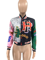 Varsity Print Baseball Jacket Letterman outerwear