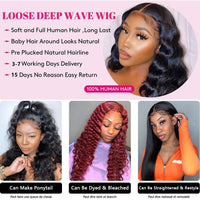 Transparent Loose Deep Wave Frontal Wig 13x6 Lace Front Human Hair Wigs  Pre Plucked Brazilian Curly Human Hair Wig - Divine Diva Beauty