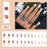 24Pcs/Box White French Fake Nails Press on Long XL Length Rhinestone Design False Nails Full Cover Acrylic Nail Tips - Divine Diva Beauty