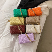 Designer Branded Solid Color Thick Chain Quilted Shoulder Bags Summer New Fashion Purses and Handbag Clutch Flap