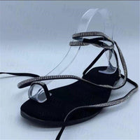 Flat Sandals Women  Open Toe Slippers Ladies Crystal Flip Flops shoes