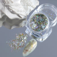 1Box Silver Reflective Nail Powder Color-Change Reflection Glitter Shinning Crystal Rhinestone Powder UV Gel Polish Chrome Dust