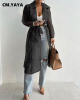 See Though Long Sleeve Trench coat outerwear