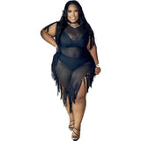 Plus Size avail Split Fringe Dress Club Night Dance Party Dress