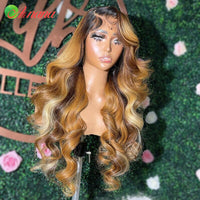 Ombre Blonde Colored Human Hair Wig 13x6 Lace Frontal Wig Pre-Plucked 4x4 Lace Closure Human Hair Wigs Free Part