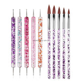 Multiple nail art nail brush Design Tip Drawing Carving Dotting Nail Pen Builder Flat Liner Acrylic Gel Polish Manicure