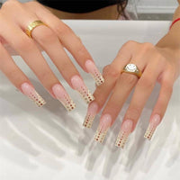 24Pcs/Box White French Fake Nails Press on Long XL Length Rhinestone Design False Nails Full Cover Acrylic Nail Tips - Divine Diva Beauty