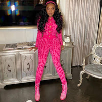 Sexy Pant Set Fashion Printed Women Two Piece Hight Elastic Outfit Long Sleeve Sweatshirt and Skinny Pants Casual Suit