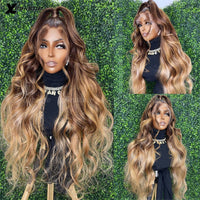 13x6 Body Wave Lace Front Wig Highlight Human Hair Brown Rooted Honey Blonde Brazilian Virgin Ombre 5x5 Silk Top Wigs