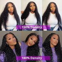 Transparent Lace Front Human Hair Wigs Peruvian Curly Deep Wave Lace Frontal Wig  PrePlucked 4x4 Lace Closure Wig