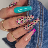 Press On Nails With Jelly Glue Full Cover Acrylic Nail Tips Colorful Pattern Manicure Too