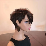 Synthetic Hair Wig  Brown highlight Black Mixed Short Straight Wigs