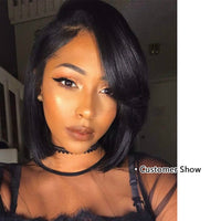 Human Hair Wigs Brazilian Straight Bob Wigs Transparent Frontal Wig Pre Plucked Lace Wigs Natural Hair