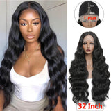 Synthetic Lace Front Wigs 99J Burgundy Lace Wig SOKU L Part Heat Resist Fiber Soft Long Wavy 30 Inch Hair Wig