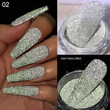 Reflective Glitter Nail Powder Green Red Holographic Nail Art Dust Shinning Chrome Pigment DIY Manicures Decoration