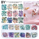 12 Grids Opal Dream Crystal Sequins Nail Flake Galaxy Iridescent Aurora 3D Paillette for Winter Autumn Manicure Decoration