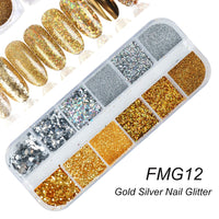 12 Grids Opal Dream Crystal Sequins Nail Flake Galaxy Iridescent Aurora 3D Paillette for Winter Autumn Manicure Decoration