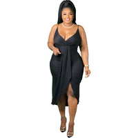 Plus Size avail Bodycon Stretch Sling Solid Maxi Party Dress