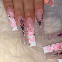 24Pcs Long Ballerina Fake Nails with Wings Pattern Full Cover Manicure Coffin False Nails Press On Nails Wearable Nail Tips