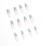 24pcs/Box French Black white Coffin False Nail Tips Press On Nails Ballerina Geometry Fake Nails with Design Manicure Patches