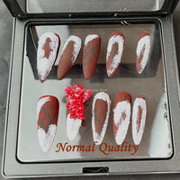 luxury Gothic Blood Red Angel Design False Nails Aesthetic Y2K Press On Nails Handmade Fake Nail With Glue Reusable Coffin Nail Tips